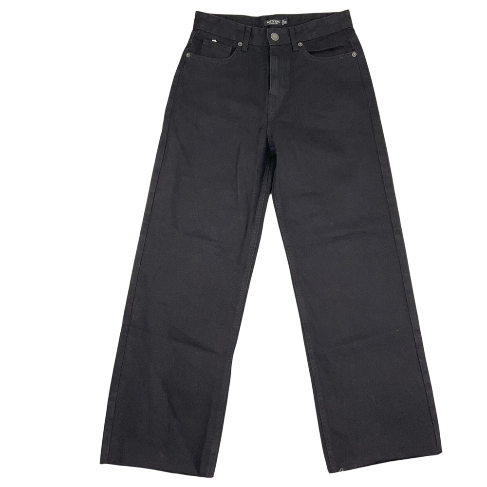 Nasty‎ Gal Jeans Womens 6P Black Wide Leg Slouch Raw Hem Relaxed Grunge EcoHigh